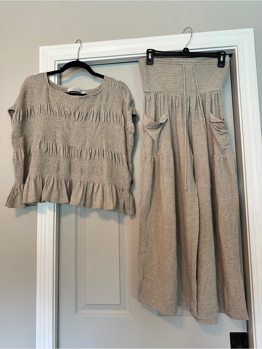 Free People neutral Knit Wide-Leg Pants Matching Top - Neutral Two-Piece small